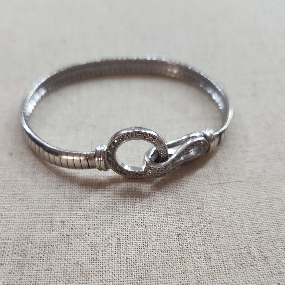 Sterling Silver Bracelet with Diamond Accents